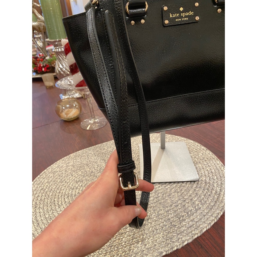 LIKE‎ NEW - Kate Spade New York Black Leather Satchel Handbag Gold Hardware - Picture 5 of 16